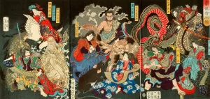 A Competition among Powerful Magicians by Tsukioka Yoshitoshi Oil Painting