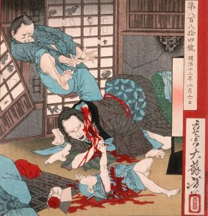 A Horrible Suicide; A Woman Slays Her Child then Kills Herself by Tsukioka Yoshitoshi Oil Painting