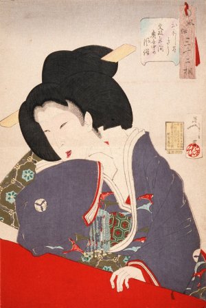 A Lady-in-Waiting of the Bunsei Period by Tsukioka Yoshitoshi Oil Painting
