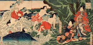 A Modern Prince Genji at Chigogafuchi, Enoshima Oil painting by Tsukioka Yoshitoshi