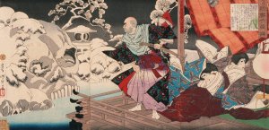 A New Selection of Strange Events; Taira No Kiyomori Seeing Skulls in the Snowy Garden by Tsukioka Yoshitoshi Oil Painting