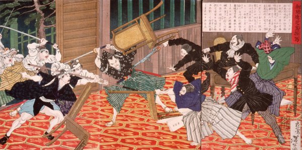 A Picture of the News from Kagoshima  by Tsukioka Yoshitoshi - Hand-Painted Oil Painting Reproduction