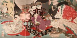 A Woman Saving the Nation; A Chronicle of Great Peace Oil painting by Tsukioka Yoshitoshi