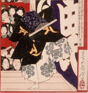 Actor as Musashibo Benkei in Kanjincho by Tsukioka Yoshitoshi Oil Painting
