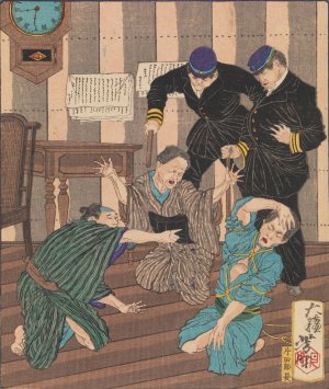 Chiyokichi's Mother Identifies Him and Solves a Case of Mistaken Identity by Tsukioka Yoshitoshi Oil Painting