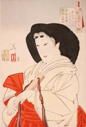 Elegant; A Lady of the Imperial Court in the Kyowa Period by Tsukioka Yoshitoshi Oil Painting