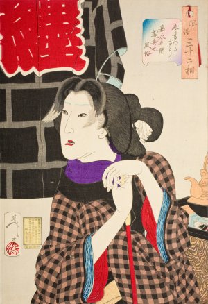 Expectant; The Appearance of a Fireman's Wife in the Kaei Era by Tsukioka Yoshitoshi Oil Painting