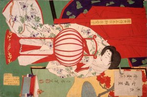 Fire in the Lamp Stand by Tsukioka Yoshitoshi Oil Painting
