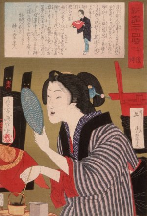 Geisha Blackening Teeth at 1:00 p.m. by Tsukioka Yoshitoshi Oil Painting