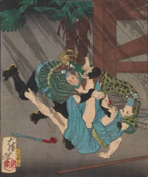 Guards Subdue the Prisoner Yoshizo after His Attempted Jailbreak by Tsukioka Yoshitoshi Oil Painting