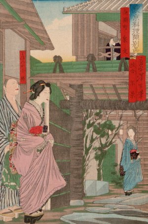 Izumibun Restaurant at Minami NabechO by Tsukioka Yoshitoshi Oil Painting