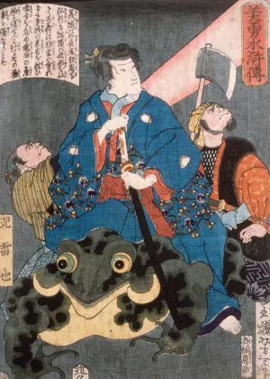 Jiraiya Riding a Frog by Tsukioka Yoshitoshi Oil Painting