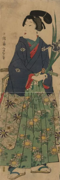 Kakitsubata o matsu wakashu by Tsukioka Yoshitoshi Oil Painting