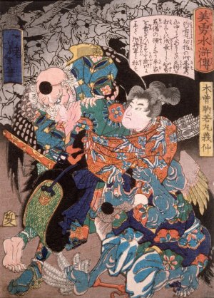 Kiso Komawakamaru Yoshinaka Conquering the Tengu by Tsukioka Yoshitoshi Oil Painting