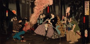 Kogakure no Kiritaro Saving Seiriki at Otawara by Tsukioka Yoshitoshi Oil Painting