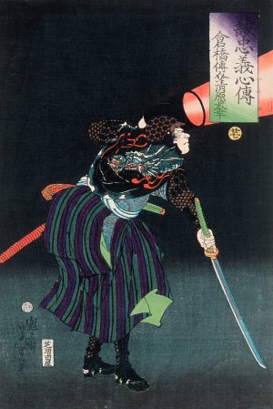 Kurahashi Densuke Kiyohara no Takeyuki Holding a Lantern by Tsukioka Yoshitoshi Oil Painting