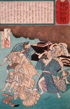 Man Driven Mad by Priests Hired to Pray for His Recovery by Tsukioka Yoshitoshi Oil Painting