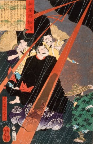 Mashiba Hisayoshi, the Tairyo, in Lightening by Tsukioka Yoshitoshi Oil Painting
