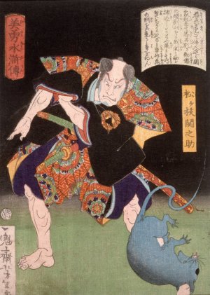 Matsugae Sekinosuke Glowering at a Rat by Tsukioka Yoshitoshi Oil Painting