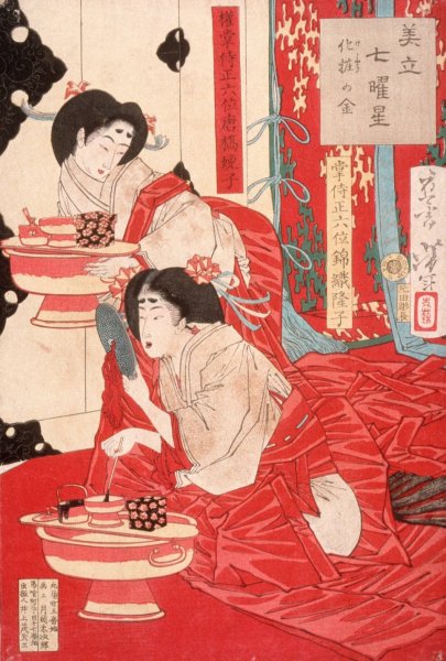 Metal for Tooth Blackening  by Tsukioka Yoshitoshi - Hand-Painted Oil Painting Reproduction
