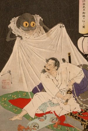 Minamoto no Yorimitsu Cuts at the Earth Spider by Tsukioka Yoshitoshi Oil Painting