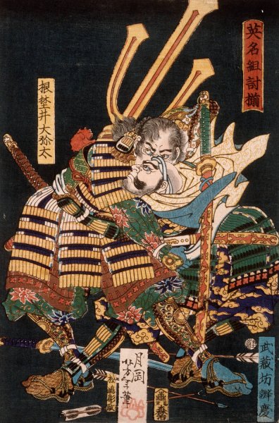 Musashibo Benkei Fighting Nenoi Oyata  by Tsukioka Yoshitoshi - Hand-Painted Oil Painting Reproduction