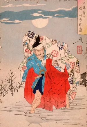 Omori Hikoshichi Meets a Demon on the Road by Tsukioka Yoshitoshi Oil Painting