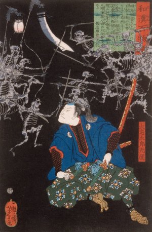Oya Taro Mitsukune Watching Skeletons by Tsukioka Yoshitoshi Oil Painting