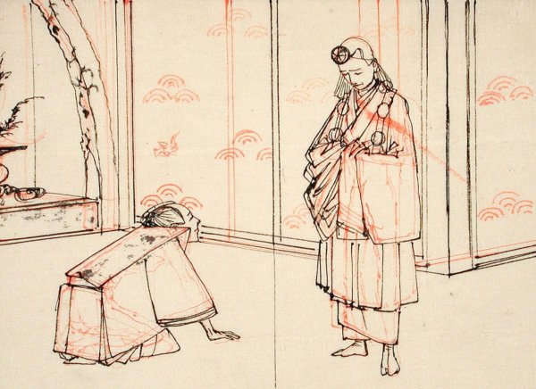 Preparatory Drawing for an Illustration of the Book; Mirror of Famous Japanese Generals  by Tsukioka Yoshitoshi - Hand-Painted Oil Painting Reproduction