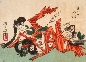Pulling Pine Shoots on the Day of the Rat by Tsukioka Yoshitoshi Oil Painting