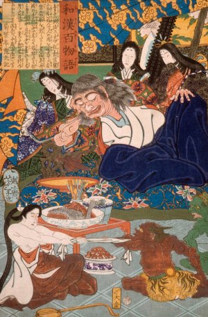 Shutendoji Surrounded by Women by Tsukioka Yoshitoshi Oil Painting