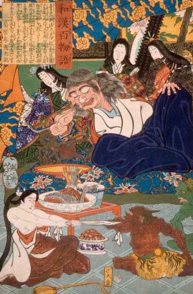 Shutendoji Surrounded by Women  by Tsukioka Yoshitoshi - Hand-Painted Oil Painting Reproduction