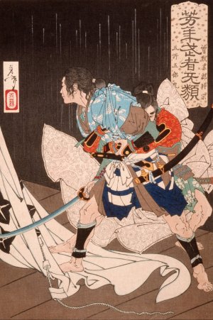 Soga no Goro Tokimune Held Back by Gosho no Goromaru by Tsukioka Yoshitoshi Oil Painting