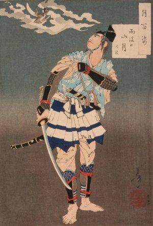 Soga no Goro Tokimune Viewing the Moon after Rain in the Mountains by Tsukioka Yoshitoshi Oil Painting