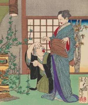 Sugihara Mino Astonished That Her Flower Arrangement Is Bearing Fruit by Tsukioka Yoshitoshi Oil Painting