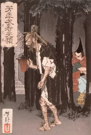 Taira no Tadamori and the Oil Thief by Tsukioka Yoshitoshi Oil Painting