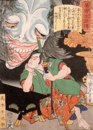 Takagi Umanosuke and the Ghost of a Woman by Tsukioka Yoshitoshi Oil Painting