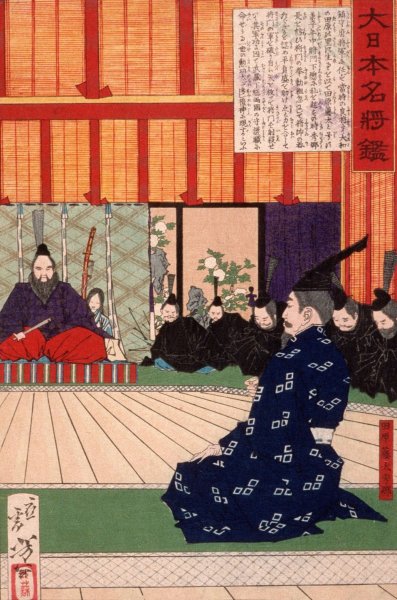 Tawara Toda Hidesato in Audience with the Emperor  by Tsukioka Yoshitoshi - Hand-Painted Oil Painting Reproduction