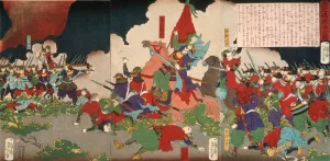 The Battle at Kagoshima by Tsukioka Yoshitoshi Oil Painting