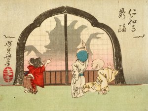 The Dancing Pot at the Temple Ninnaji by Tsukioka Yoshitoshi Oil Painting