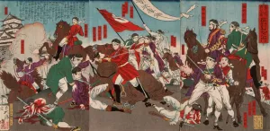 The Death of Murata Sansuke Oil painting by Tsukioka Yoshitoshi