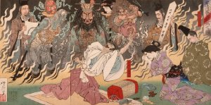 The Fever of Taira no Kiyomori by Tsukioka Yoshitoshi Oil Painting
