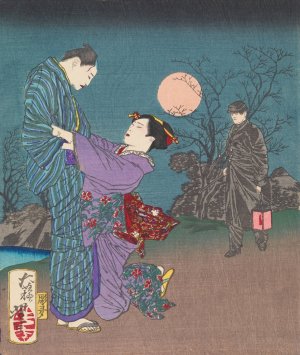 The Patrolman Matsui Yasumichi Prevents a Double Suicide by Tsukioka Yoshitoshi Oil Painting