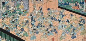 The Pupils of Uji Joetsu Practicing Fencing by Tsukioka Yoshitoshi Oil Painting