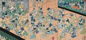 The Pupils of Uji Joetsu Practicing Fencing by Tsukioka Yoshitoshi Oil Painting
