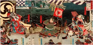 The Siege and Submergence of Takamatsu Castle by Tsukioka Yoshitoshi Oil Painting