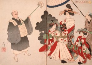 The Story of the Courtesan Jigokudayu and Priest Ikkyu by Tsukioka Yoshitoshi Oil Painting