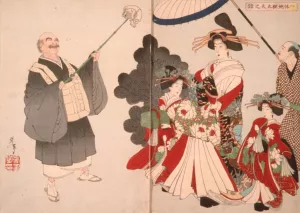 The Story of the Courtesan Jigokudayu and Priest Ikkyu by Tsukioka Yoshitoshi Oil Painting