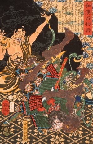 Toki Daishiro Fighting the Demon Oil painting by Tsukioka Yoshitoshi