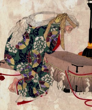 Watanabe no tsuna to ibaraki by Tsukioka Yoshitoshi Oil Painting